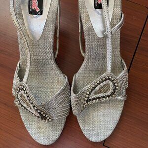 Women's Silver Heels with Rhinestones - WORN ONLY ONCE